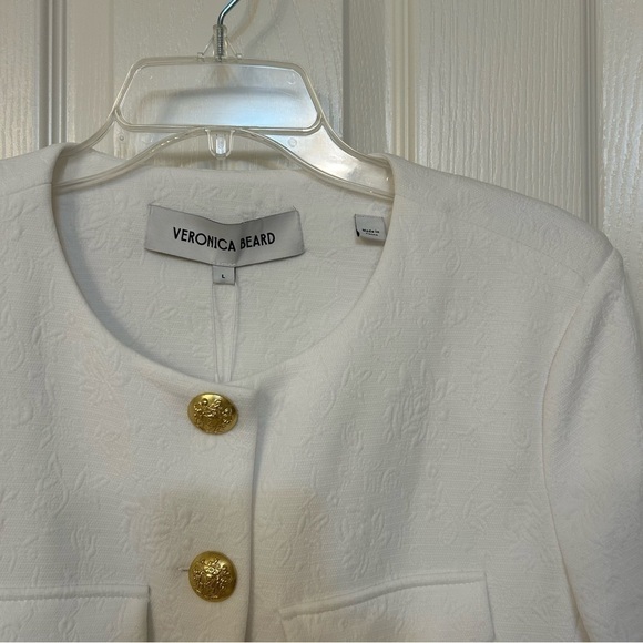 NWT Veronica Beard Kensington Knit Fitted Jacket in White Size L - Picture 5 of 13